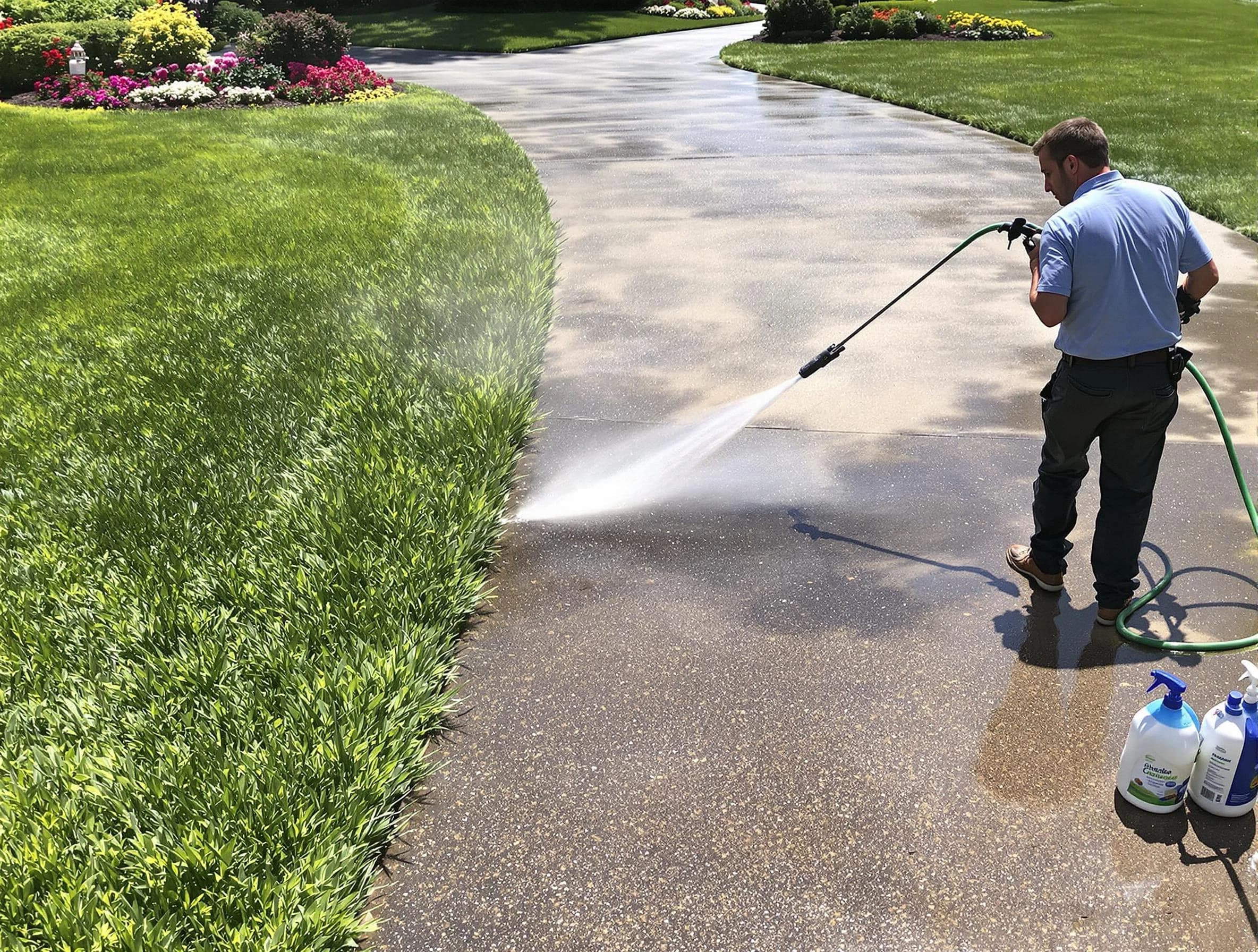 Before and after pressure washing by Bedford Power Washing in Bedford